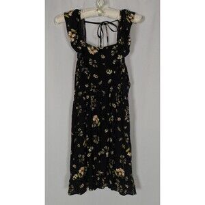 NWT Wild Fable Dress S Women's Black Floral Floral Ruffle Apron Front Sundress